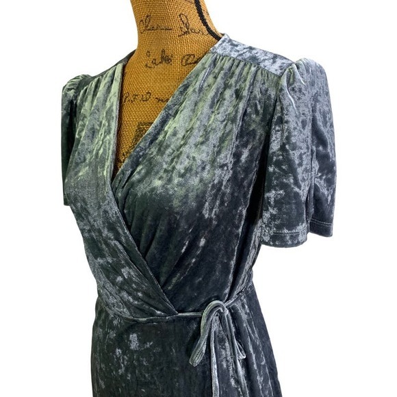 XHILARATION Gray Crushed Velvet Wrap Maxi Dress - Picture 8 of 16
